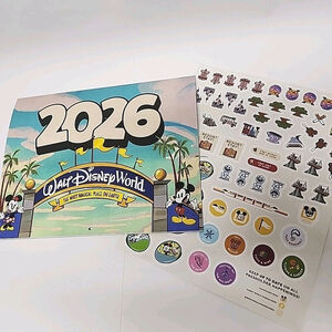 2026 Walt Disney World Annual Passholder Wall Calendar W/ Stickers Disneyana